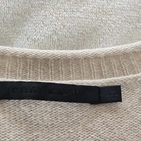 Jenni Kayne Wool Cashmere Sweater 3X Cream 3/4 Sleeve Oversized Quiet Luxury - Picture 5 of 7